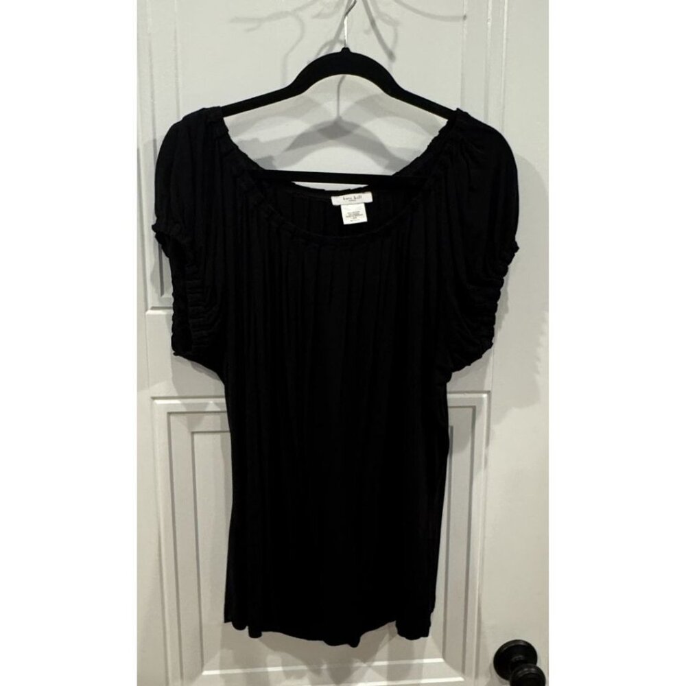 Kate Hill Black Short-Sleeve Top 3XL EUC